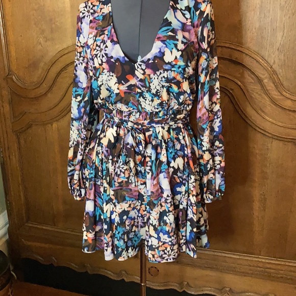 BELLE BADGLEY MISCHKA Alison V-Neck Printed Garden Floral Dress - Picture 7 of 14